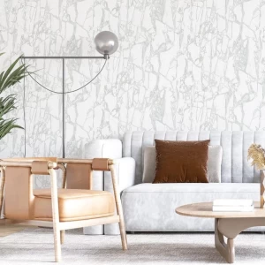Vinyl Wallpaper Pattern Design 15.6m × 100 cm Off-White Gray Veins | Luxury line