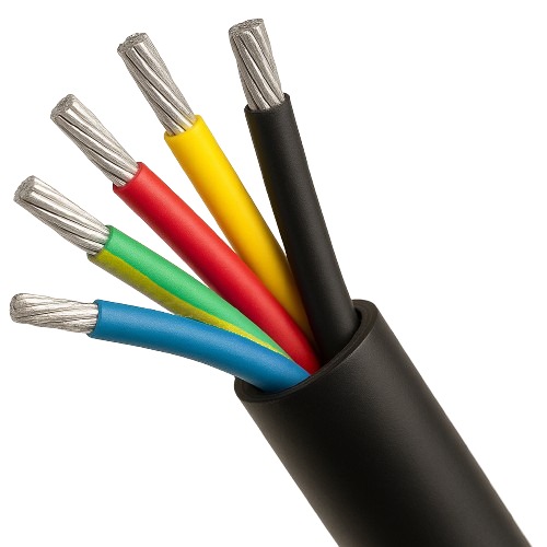 Stranded Aluminum Electric Cable Four Core 4×35+16 mm, 0.6/1kV, PVC 70°C Black, 500 M | SCC