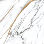 Porcelain floor tiles, length 120 cm, width 60 cm, white with gold color