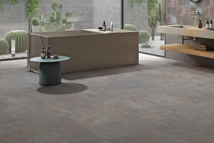Porcelain Floor Tiles Size 120x60 cm, Dark Grey Color, Iron Model | Abyat Company