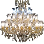 Hanging Crystal Chandelier, 50 Arms, 160 cm Length, 155 cm Width, Gold