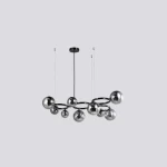 Pendant Light, Gray and Black Color, Size 100x24 cm, Cable Length 150 cm, 9 Bulbs