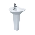 Ceramic Single basin washbasin with Full Base Size 63x51x86.2 cm, Beige Color