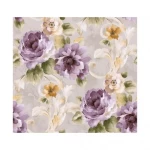 American floral wall Covering, size 10 m x 0.53 m, gray with purple color, model FF50308  