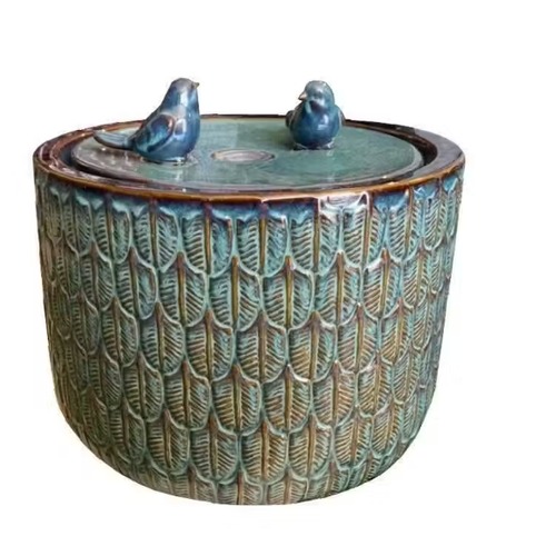 نافورة صغيرة سيراميك للزينة 36 × 30 سم، أخضر | مؤسسة زهرة الريان