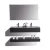 Artificial Marble Bathroom Sink Ceramic Two Basins With LED Mirrors, Size 120 cm Black color