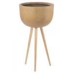 Planter made of Clay, Round Design, Dimensions 45×88 cm, Beige Color