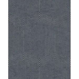 Spanish Wallpaper Dark Blue Geometric Design, Size 10mx0.53m, Model 1102-1 | Balbaid Decor Company