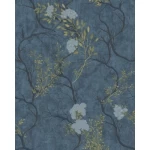 Italian Wallpaper Dark Blue Color leaf-Patterned Design, Size 10mx1.06m, Model 72959