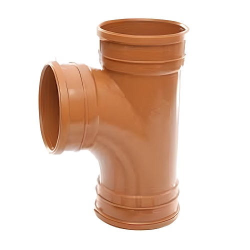 UPVC Plastic 87.5° Tee Size 200 mm, Length 365 mm, Orange Color | Cosmoplast