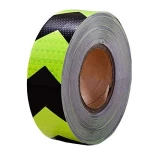 شريط تحذير عاكس للضوء، عرض 2 انش، طول 25 متر، لون أخضر وأسود 