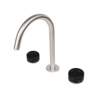 Italian Three-hole Washbasin Faucet, Weight 2.783  kg, Matte Nickel/Black Marconi Marble Color