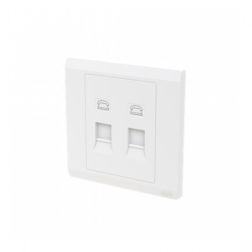 Socket 2 Gang TELEPHONE 7x7 cm, White | Green Home Trading