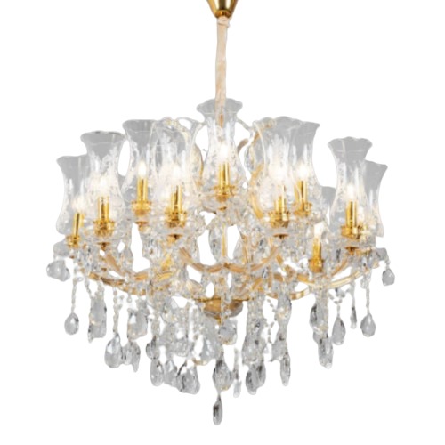 Hanging Crystal Chandelier 16 Arms 110 cm Length 90 cm Width Gold | 4704