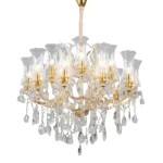 Hanging Crystal Chandelier, 16 Arms, 110 cm Length, 90 cm Width, Gold