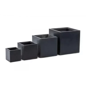 أصيص فايبر جلاس مقاس 40×40×40 سم مربع أسود | حدائق السلطان