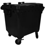 High-Density Polyethylene Plastic Waste Bin, Size 130×110×140 cm, Capacity 1100 Liters, Black Color, Model R4Z0O
