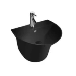 Black Ceramic Wall Mounted Single Basin Washbasin, Size 56.5x49x38 cm, Round Shape