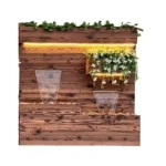 Luxury Steel Waterfall Clad In Wood With Lighting, Brown Color, Size 200 × 200 cm, Product Number 448