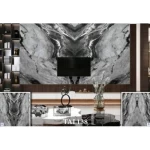 Marble alternative for laundromats Length 290 cm Width 244  cm, Rectangle Shape, Grey with black veins color