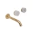 Three hole concealed Wall Washbasin tap, Weight 4.5 kg, Matte Gold/White Carrara Marble Color