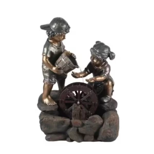 نافورة صغيرة فايبر للزينة 67.5 × 33 × 47 سم، بني غامق | مؤسسة زهرة الريان