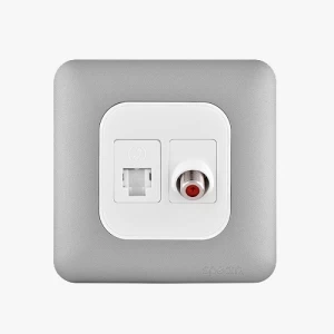 فيش RJ11 6P6C + فيش دش مائل 7×7 سم، لون فضي فاتح | Spectra