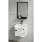 Wooden decorative PVC washbasin,  Size 43×36 cm, White Color