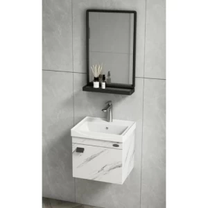 Wooden Decorative PVC Washbasin 43×36 cm, White Color | Albayt Alaniq Sanitary Tools