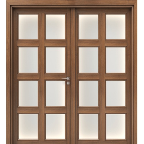 باب بريميوم خشبي ثنائي 220 × 235 سم بني، تصميم كلاسيكي | GPR05