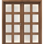 Premium Dual Wooden Door with Classic Design, Size 220 × 235 cm, Brown Color, Model GPR05