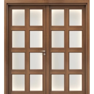 باب بريميوم خشبي ثنائي 220 × 235 سم بني، تصميم كلاسيكي | GPR05