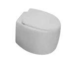Wall-Hung Ceramic Toilet, Round, White, Soft-Close Lid