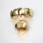 European Style Crystal Sconce Shell, 50 cm Length, 38 cm Width Gold Color