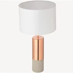 Contemporary Wooden Table Lamp, Size 38x38x65 cm, white with copper color 