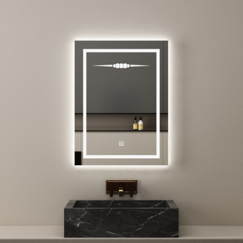 Rectangular LED Mirror 60 × 80 cm, White-Yellow-Mix Light | Al Muhaidib Sanitary and Ceramic
