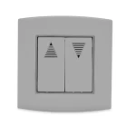 مفتاح ستائر مزدوج 10 امبير أمنية الفنار مقاس 7×7 سم اللون رمادي بحلقة رمادى