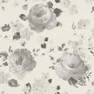 German Floral Wallpaper 10m x 0.53m Gray, Model 448894 | Balbaid Decor Company