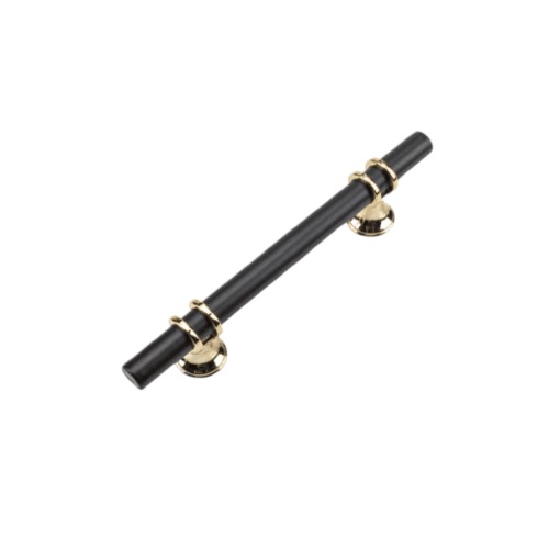 Stainless Steel Bar-Shaped Kitchen Cabinet Handle 12.8 cm, Black and Golden | Wonderful Kitchens Company