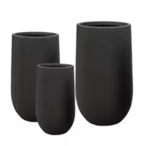 Small Fiberglass Pot 26x26x45 cm, Black Color | Zahrat Al Rayyan Establishment