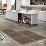 بلاط بورسلان Evo  مخصص للأرضيات والجدران، سماكة 9 مم، سطح غير لامع، لون رمادي ، مقاس 90×90 سم