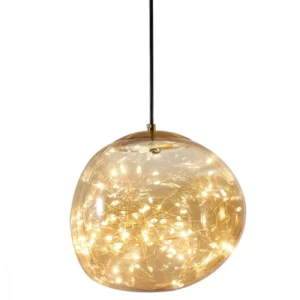 Ceiling Pendant with Decorations, Gold Color, 30 cm Width, 200 cm Height | 