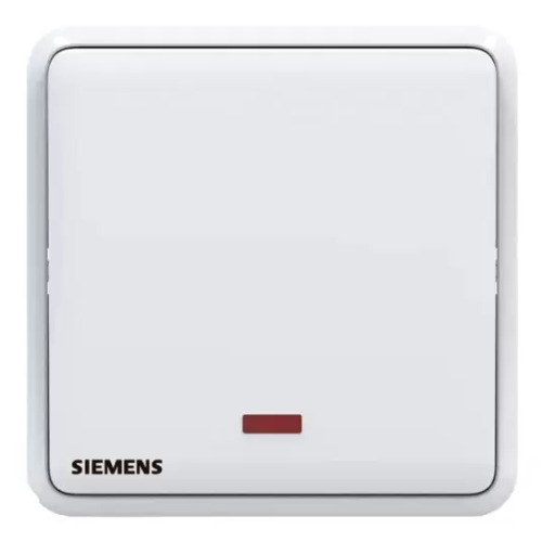 مفتاح مفرد 20 امبير ثنائي القطب مع مؤشر ضوئي (نيون)، ابيض، 86×86 مم، 250 فولت | Siemens (دلتا سيتا)