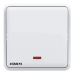 مفتاح مفرد 20 امبير ثنائي القطب مع مؤشر ضوئي (نيون)، ابيض، 86×86 مم، 250 فولت، ماركة سيمنز (دلتا سيتا) 