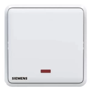20A 1 Gang Double Pole Switch with Neon Indicator, White, 86x86mm, 250V | Siemens (Delta Seata)