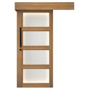 Natural Wood Sliding Door 160×235 cm Dark Beige, Luxury Design | YT-90780496