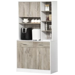 Kitchen Buffet and Storage Cabinet 180x99x38 cm White with Brown | Revvvd Factory