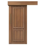 باب سحاب بتصميم عصري، لون بني فاتح، مقاس 110×265 سم، سمك 6 سم، موديل EX02