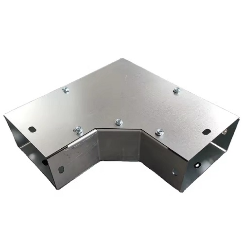 منحنى حامل كابلات كهرباء مصمت 90 درجة أفقي (IN)، فولاذ مجلفن بالغمس الساخن، سمك 2.0 ملم، ارتفاع 75 ملم، عرض 450 ملم | بحرة للكابلات