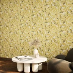 Leaf-Patterned Design Wall Decoration, Size 10m x 50cm, Dark Beige